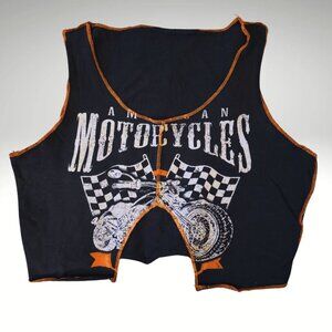 Motorcycle Crop Top Y2K Edgy Punk Grunge Graphic Tee Small